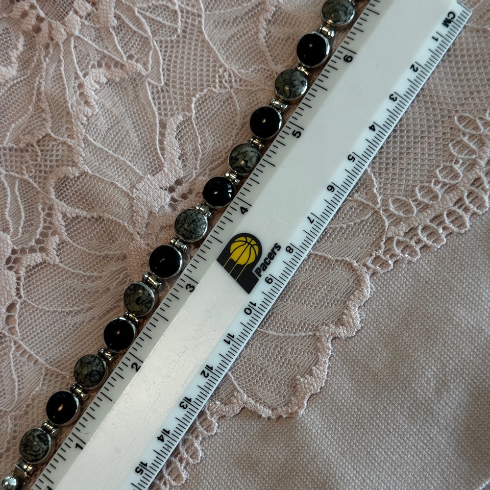 950 Sterling Silver black & grey Onyx bracelet from Mexico - Picture 8 of 8